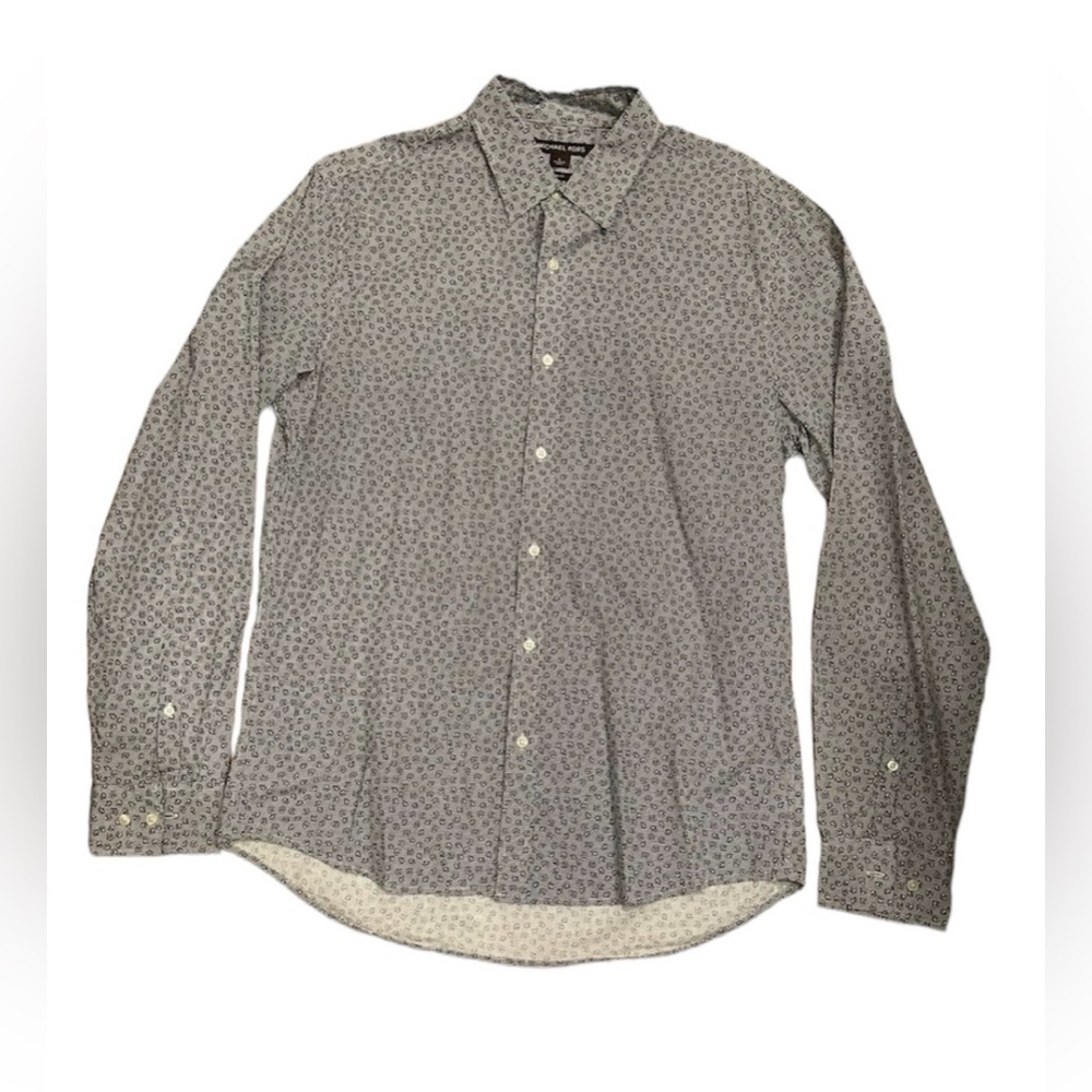 Michael Kors Men's Gray Patterned Button Down Shi… - image 1